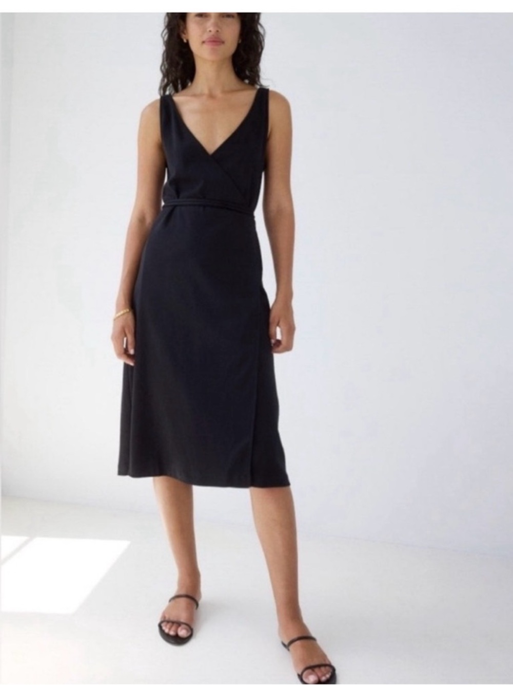 AYR Black V-Neck Midi Dress